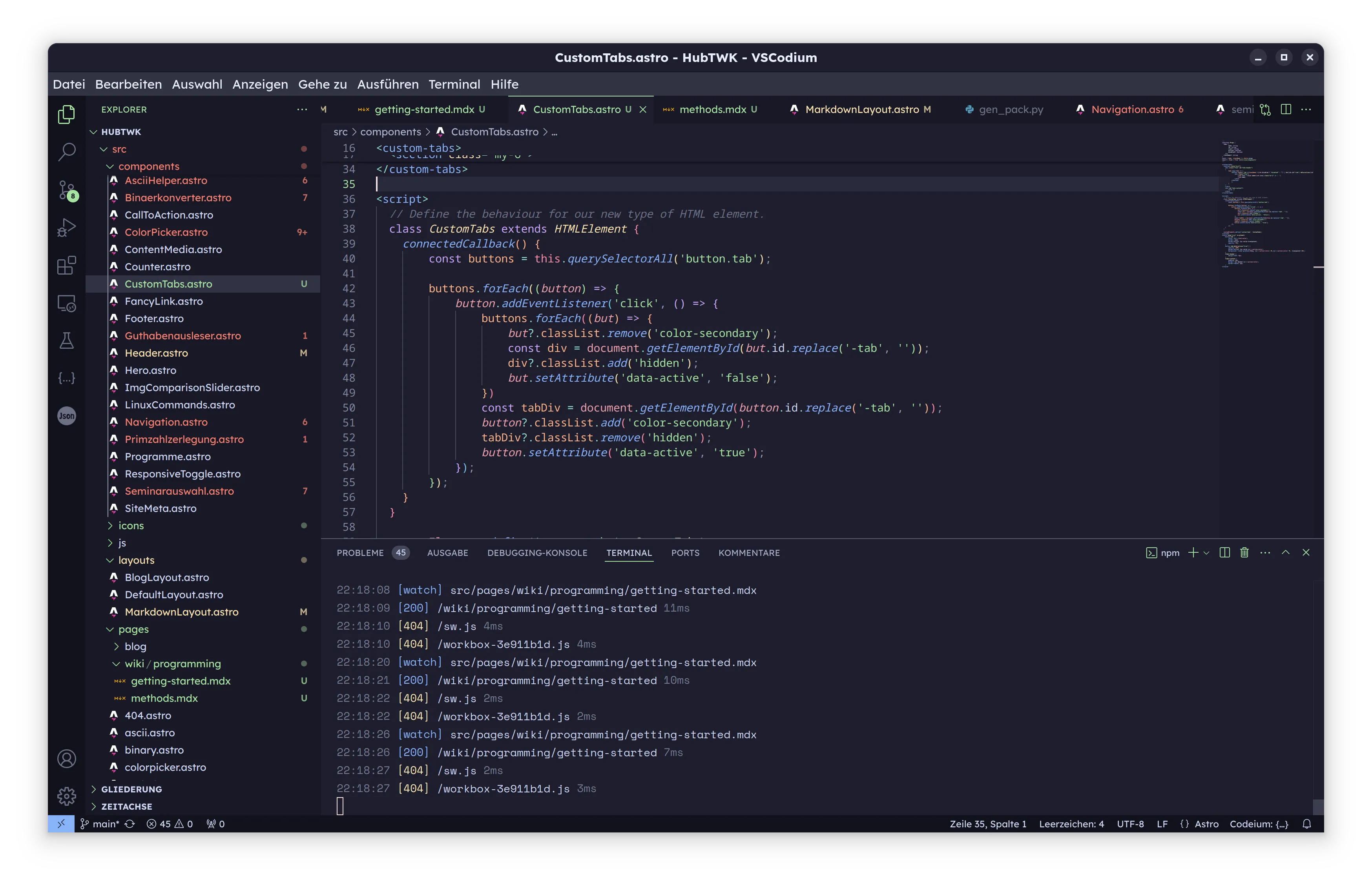 Ein Bilschirmfoto, auf dem Visual Studio Code zu sehen ist.